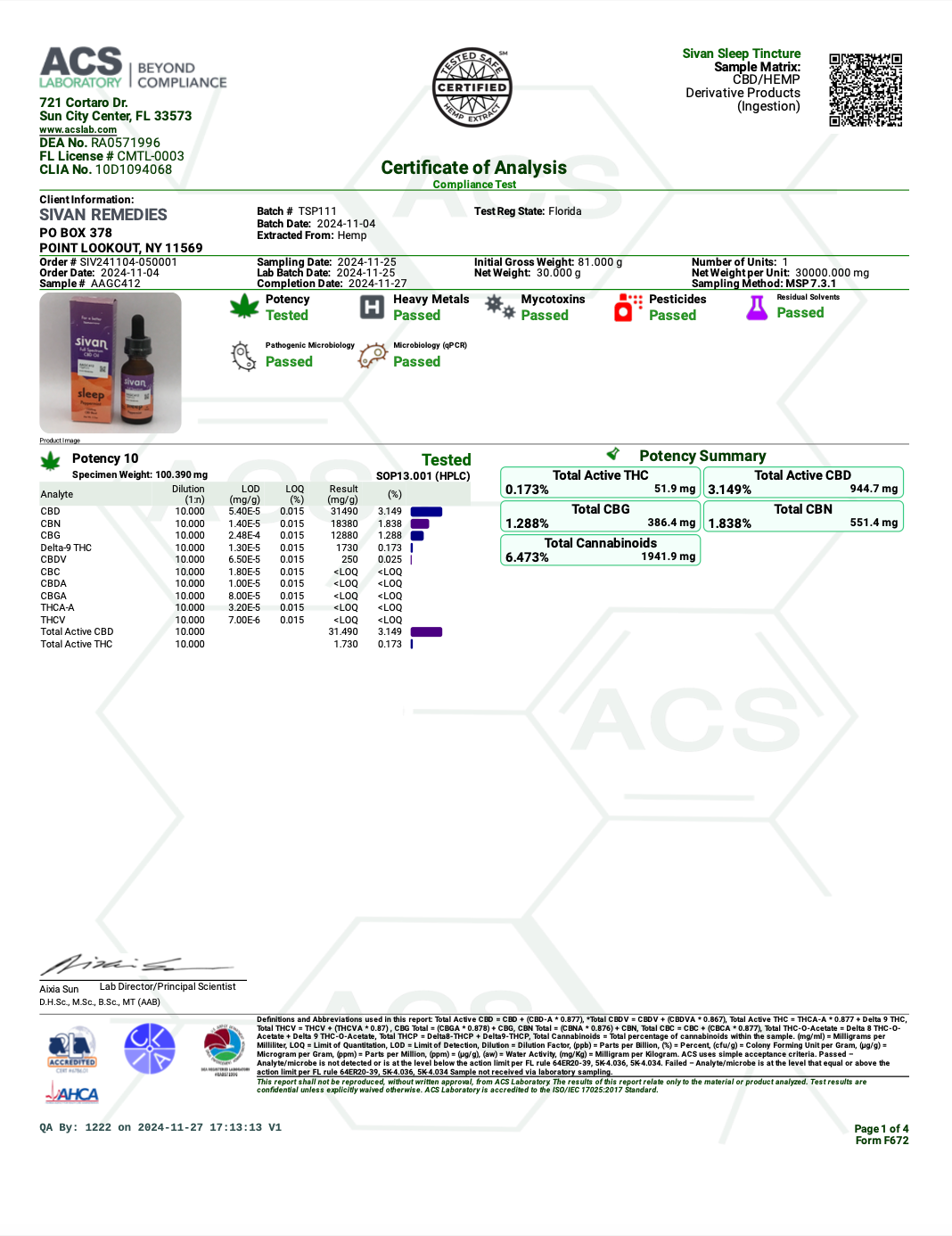 SIVAN | Sleep Full Spectrum CBD Oil 1500mg - Peppermint
