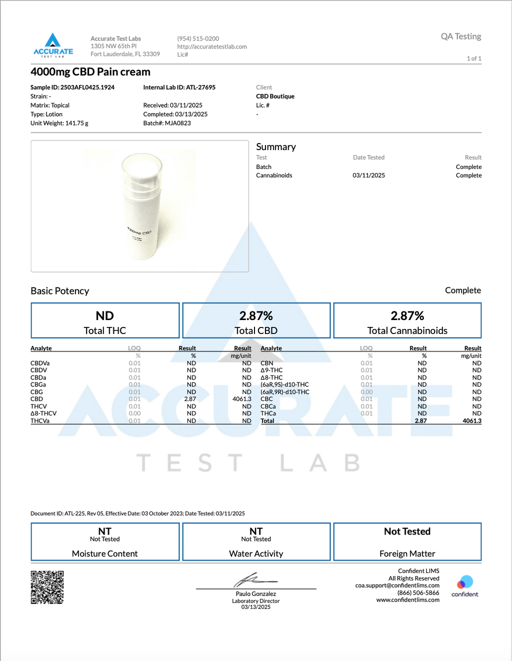 Alter Native Pain Relief Cream - 4000mg CBD
