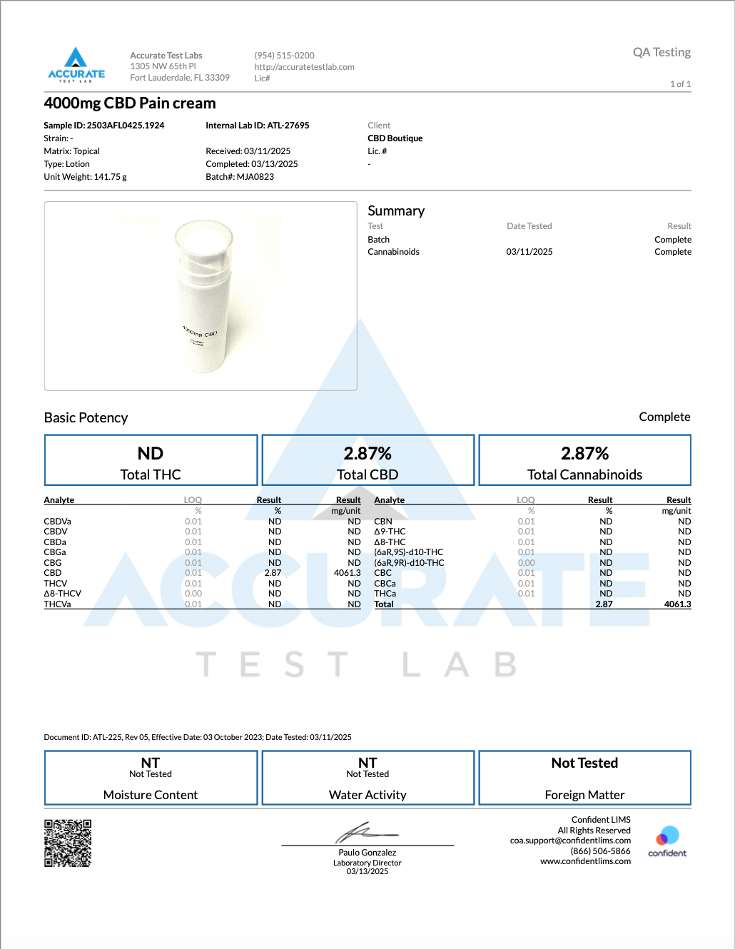 Alter Native Pain Relief Cream - 4000mg CBD